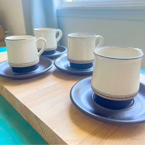 Vintage Denby artisan 4 sets of cups and saucers stoneware made in England